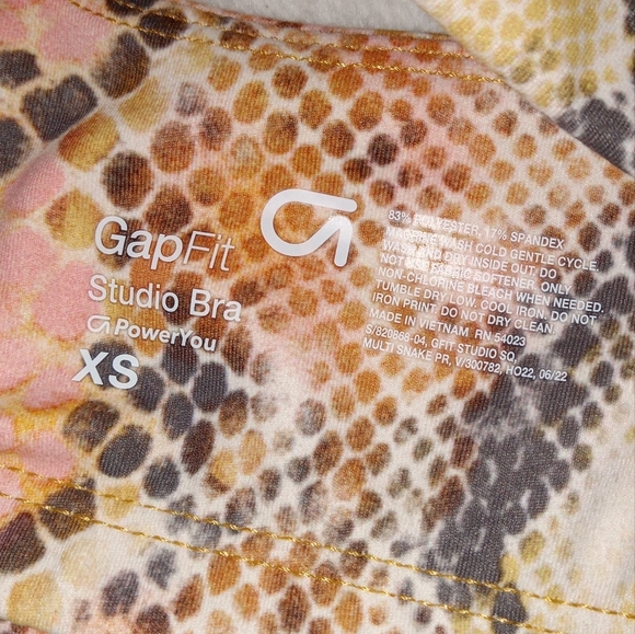 5 for $10 Gap Fit Multi-Color Snake Skin Studio Sports Bra size XS - Picture 3 of 6
